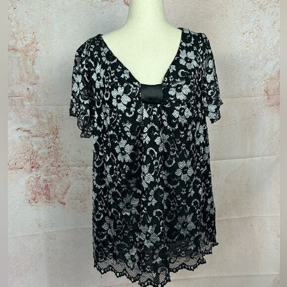 AVENUE romantic lace whimsigoth top size 18 20 elegant feminine evening holiday - Picture 1 of 4
